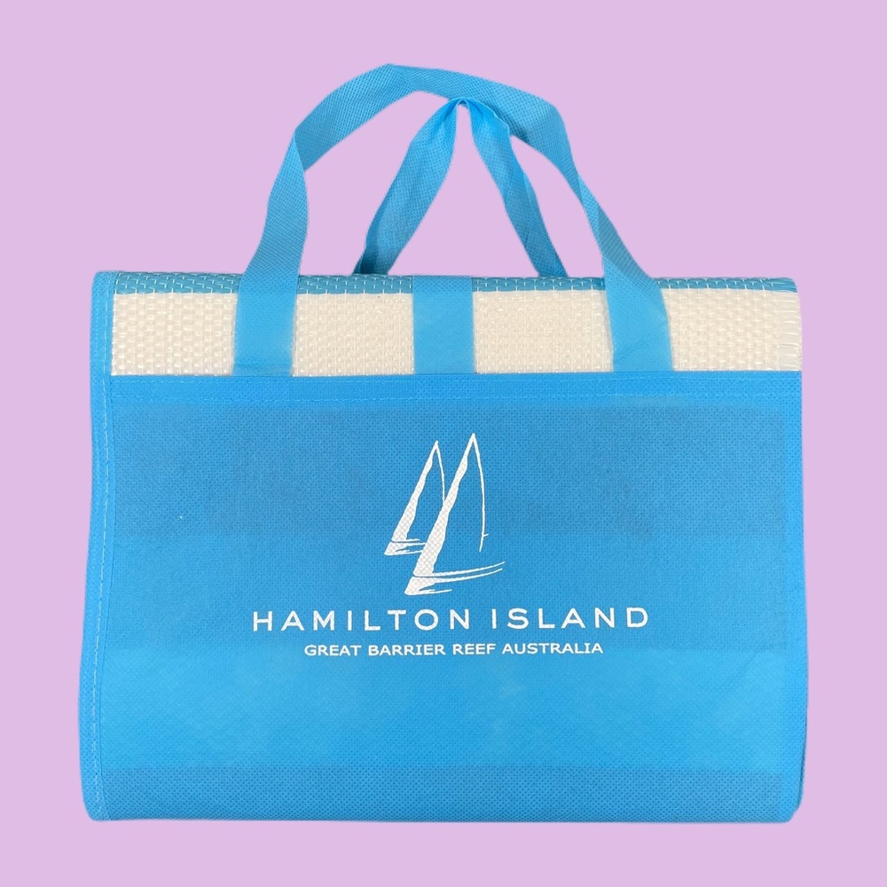 Blue and White Portable Beach Mat Hamilton Island